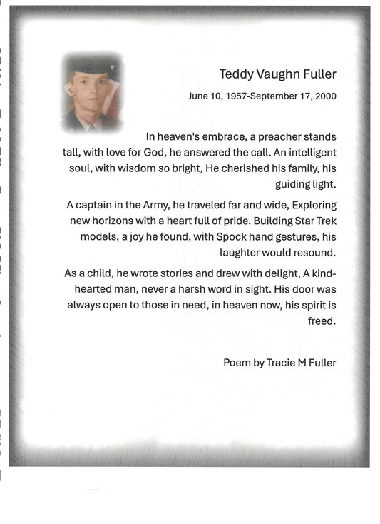 Memory Poem Keepsake with Photo